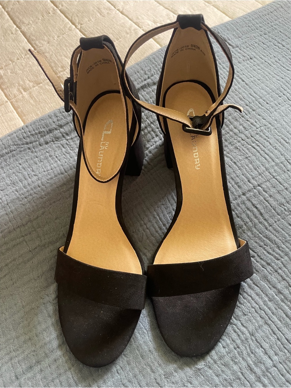 Black Ankle-Strap Block Heel Sandals - Audrey-Chinese Laundry